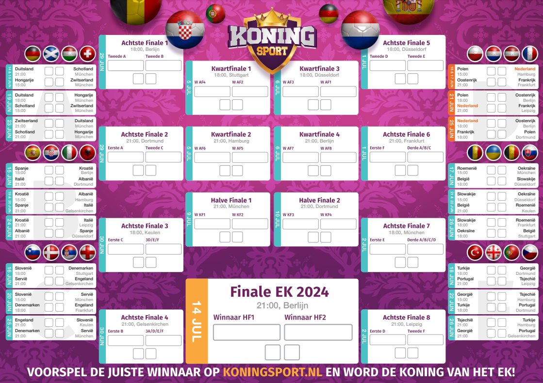 EK Speelschema 2025 Download nu Gratis! Koning Sport